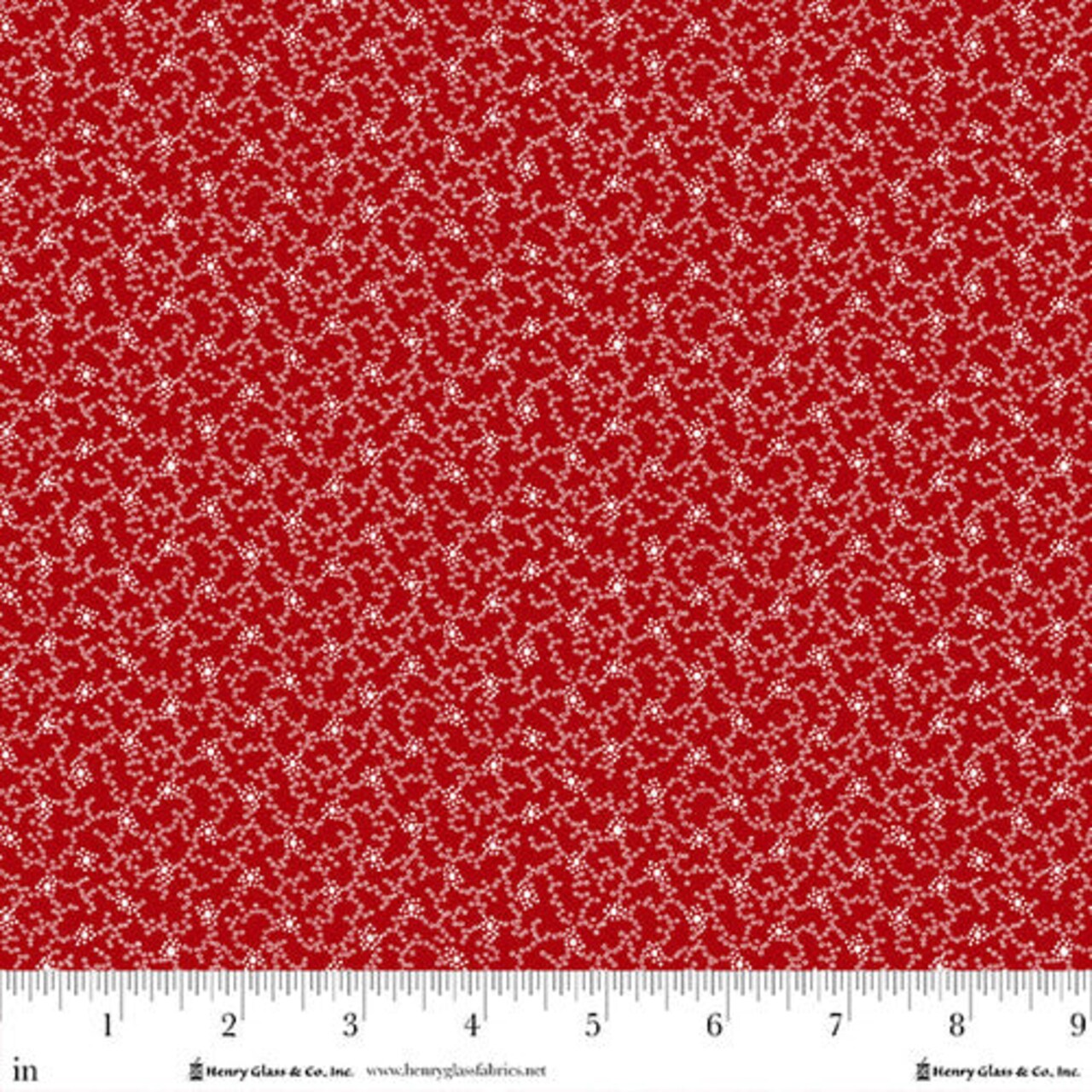 Fabric Henry Glass Red Rambling Dots Frosty and Forest Friends by the Quarter Yard 2046-88